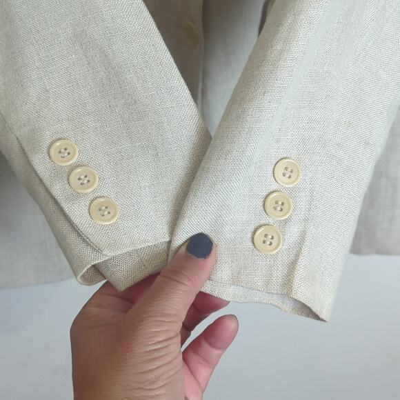 Vintage Irish Linen Button Down Blazer With Pockets Women's Size 10 - Picture 5 of 10